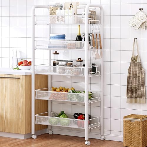 🚚 Versatile Rolling Cart – Metal Storage with Wheels, Easy Organization