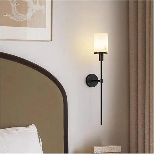 ✨ Marble Wall Light – Vintage Brass Sconce, Warm Glow