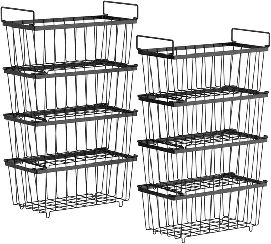 📦 8-Pack Freezer Bins – Stackable Metal, Handles, Fits 7 cu.ft