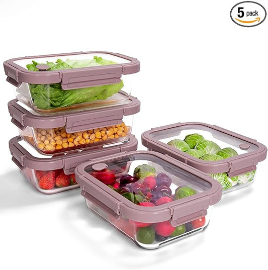 🥗 Glass Meal Prep Set – 10pcs with Lids