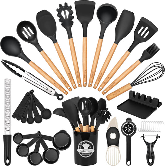 🍳 8Pcs Silicone Utensils – Non-Stick Safe, 446°F Heat Resistant, BPA-Free